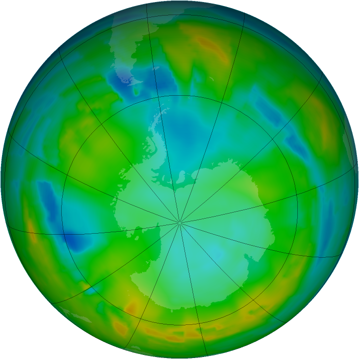 Antarctic ozone map for 20 July 2012